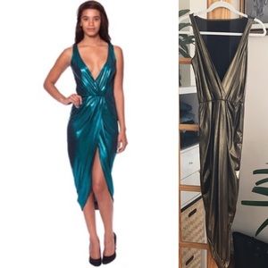 American Apparel Siren Dress in Gold Lamé